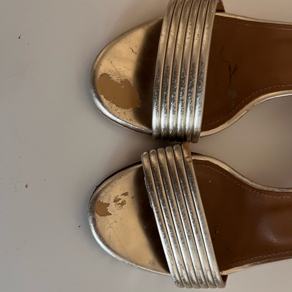 Aquazzura Sundance Leather Sandal, Gold, Size 36.5 - Picture 6 of 9